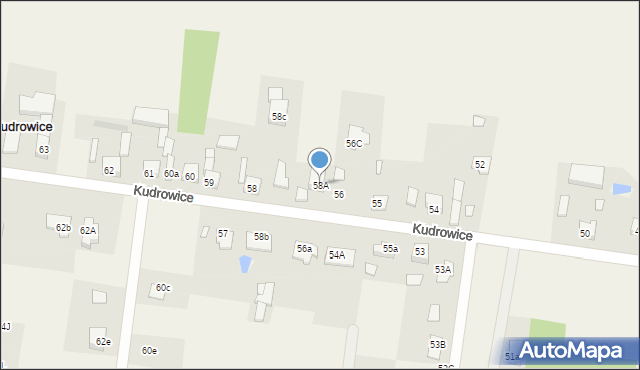 Kudrowice, Kudrowice, 58A, mapa Kudrowice