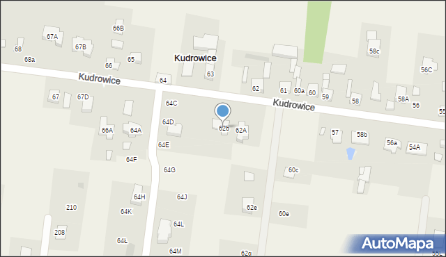 Kudrowice, Kudrowice, 62b, mapa Kudrowice