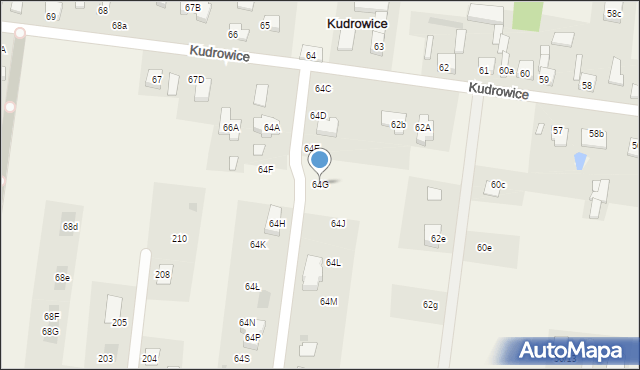 Kudrowice, Kudrowice, 64G, mapa Kudrowice