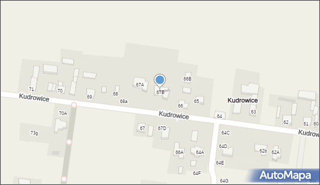 Kudrowice, Kudrowice, 67B, mapa Kudrowice