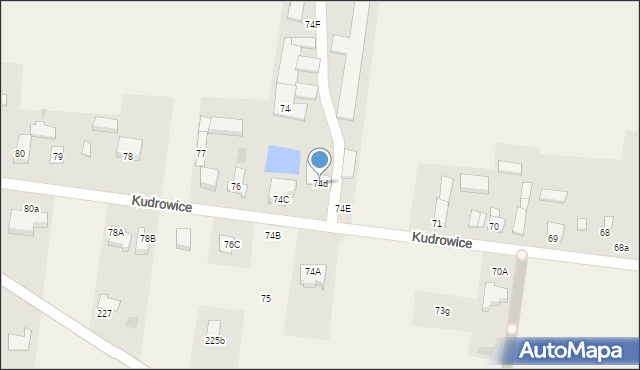 Kudrowice, Kudrowice, 74d, mapa Kudrowice