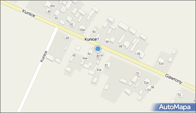 Kunice, Kunice, 63, mapa Kunice