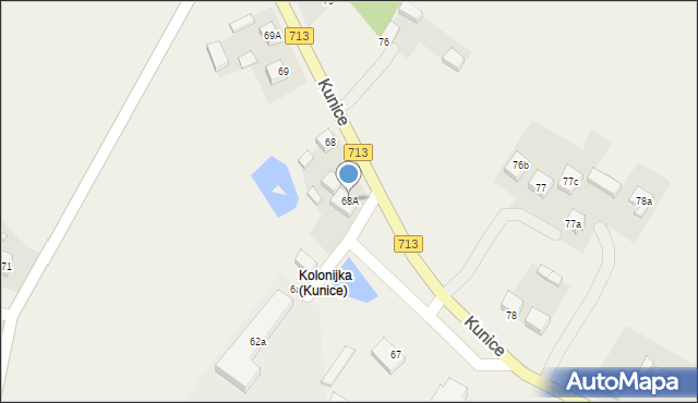 Kunice, Kunice, 68A, mapa Kunice