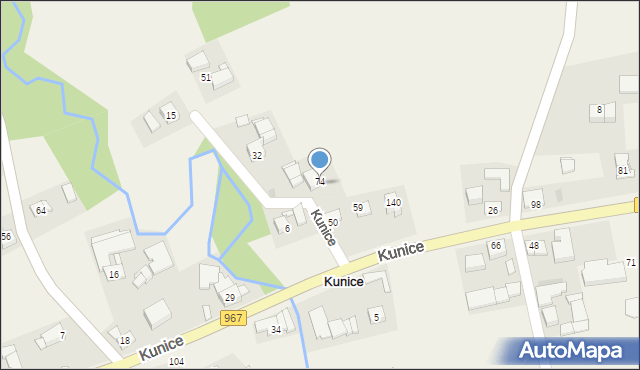 Kunice, Kunice, 74, mapa Kunice