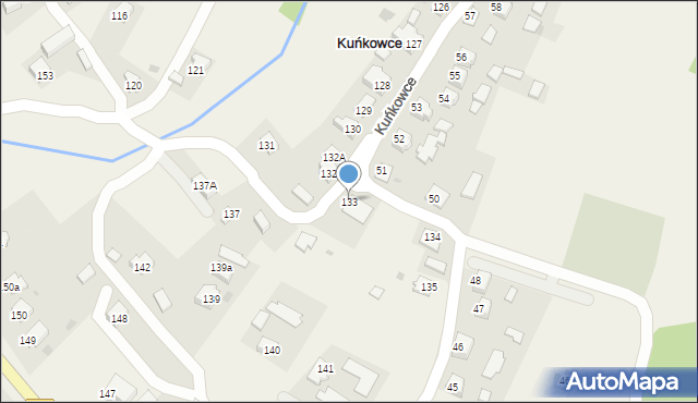 Kuńkowce, Kuńkowce, 133, mapa Kuńkowce