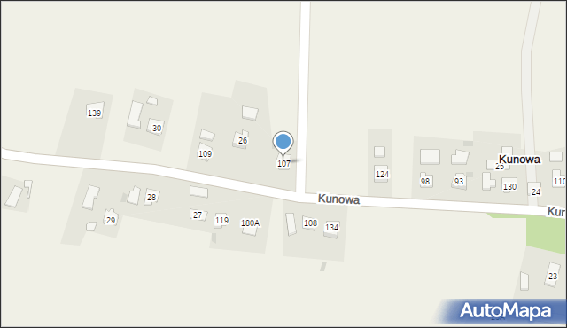 Kunowa, Kunowa, 107, mapa Kunowa