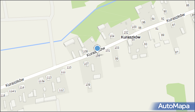 Kuraszków, Kuraszków, 105, mapa Kuraszków