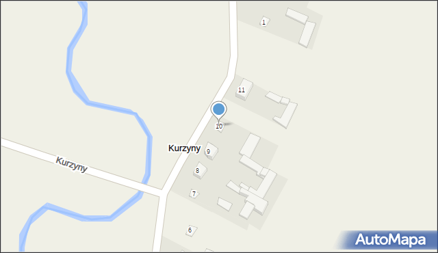 Kurzyny, Kurzyny, 10, mapa Kurzyny