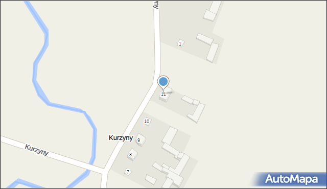 Kurzyny, Kurzyny, 11, mapa Kurzyny