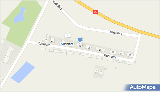 Kuśnierz, Kuśnierz, 14, mapa Kuśnierz