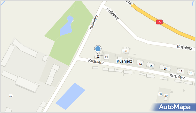 Kuśnierz, Kuśnierz, 22, mapa Kuśnierz