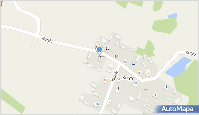 Kutyły, Kutyły, 13, mapa Kutyły