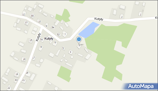 Kutyły, Kutyły, 3, mapa Kutyły