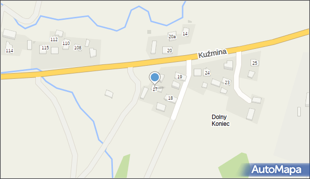 Kuźmina, Kuźmina, 17, mapa Kuźmina