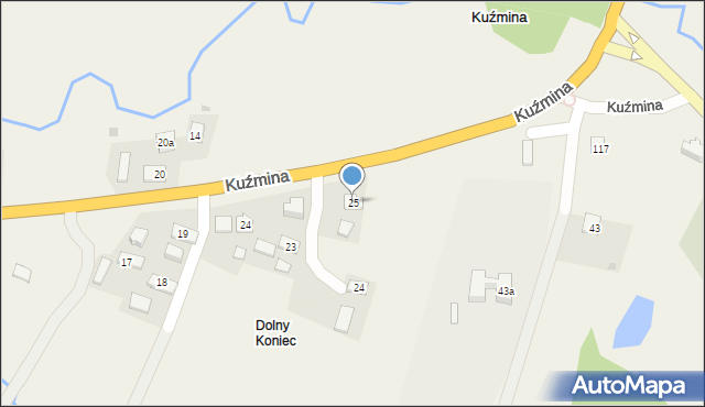 Kuźmina, Kuźmina, 25, mapa Kuźmina