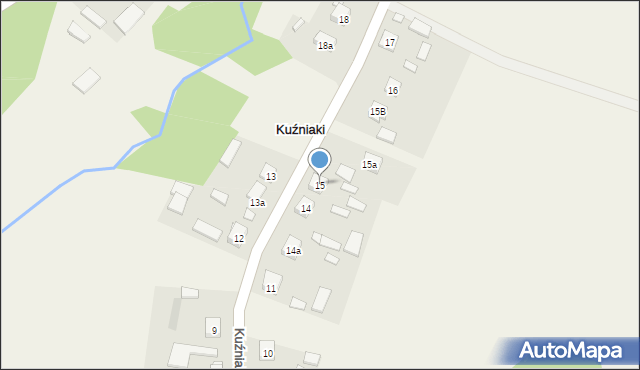 Kuźniaki, Kuźniaki, 15, mapa Kuźniaki