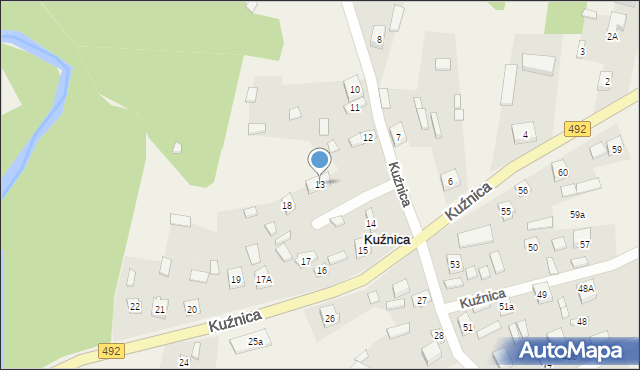 Kuźnica, Kuźnica, 13, mapa Kuźnica