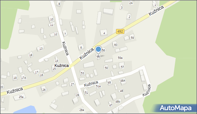 Kuźnica, Kuźnica, 55, mapa Kuźnica