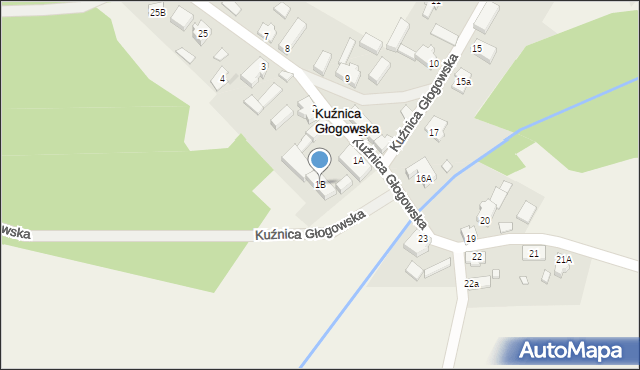 Kuźnica Głogowska, Kuźnica Głogowska, 1B, mapa Kuźnica Głogowska