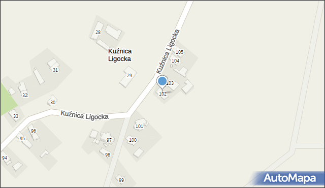 Kuźnica Ligocka, Kuźnica Ligocka, 102, mapa Kuźnica Ligocka