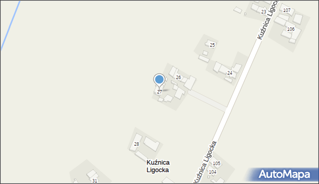 Kuźnica Ligocka, Kuźnica Ligocka, 27, mapa Kuźnica Ligocka