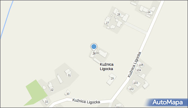 Kuźnica Ligocka, Kuźnica Ligocka, 28, mapa Kuźnica Ligocka