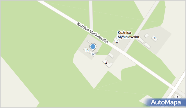 Kuźnica Myślniewska, Kuźnica Myślniewska, 12, mapa Kuźnica Myślniewska