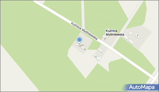 Kuźnica Myślniewska, Kuźnica Myślniewska, 13, mapa Kuźnica Myślniewska