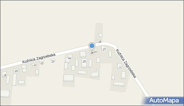 Kuźnica Zagrzebska, Kuźnica Zagrzebska, 26, mapa Kuźnica Zagrzebska