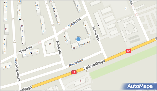 Leszno, Kubańska, 38, mapa Leszno