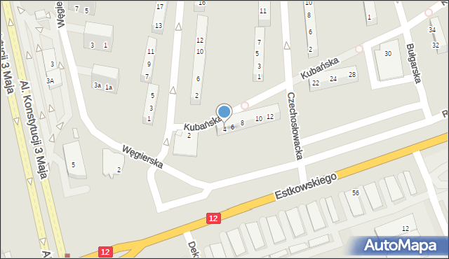 Leszno, Kubańska, 4, mapa Leszno