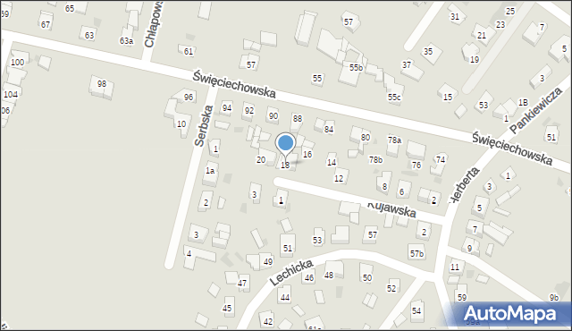 Leszno, Kujawska, 18, mapa Leszno