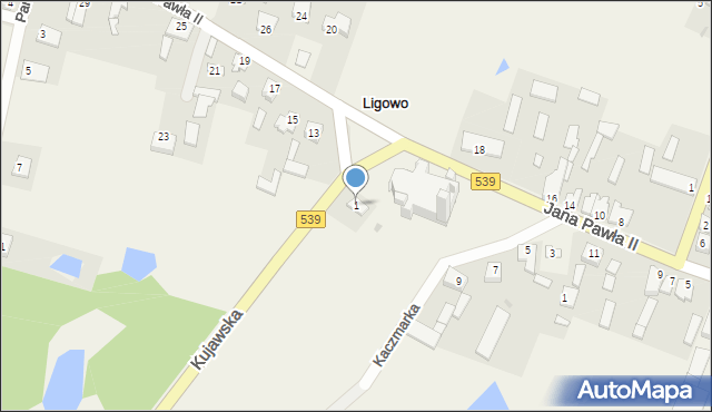 Ligowo, Kujawska, 1, mapa Ligowo