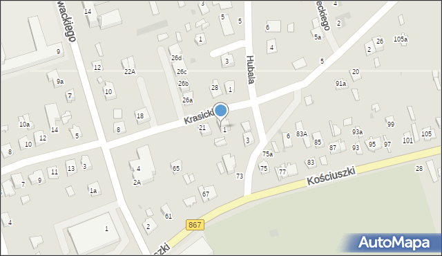 Lubaczów, Kurierów Armii Krajowej, 1a, mapa Lubaczów