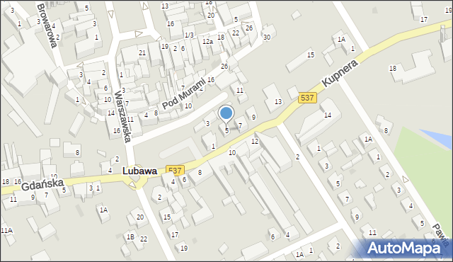 Lubawa, Kupnera, 5, mapa Lubawa