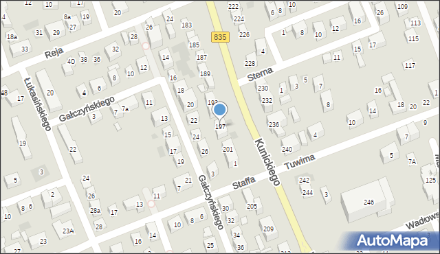 Lublin, Kunickiego Władysława, 197, mapa Lublina