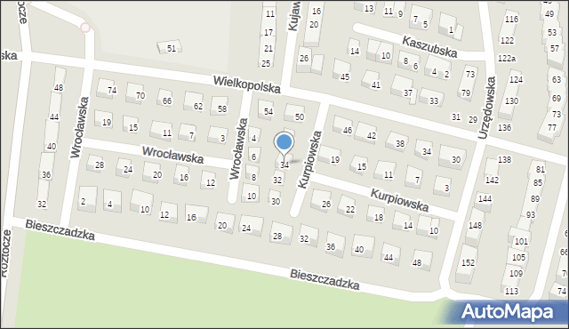 Lublin, Kurpiowska, 34, mapa Lublina