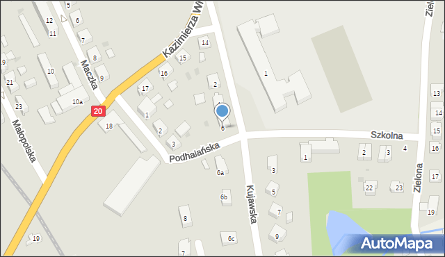 Miastko, Kujawska, 6, mapa Miastko