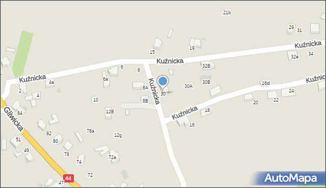 Mikołów, Kuźnicka, 30, mapa Mikołów