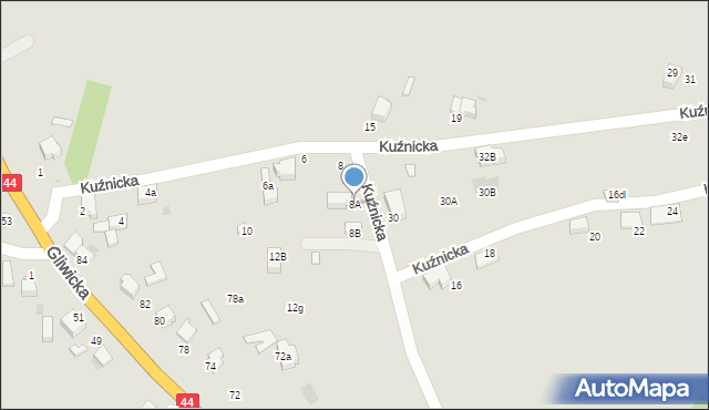 Mikołów, Kuźnicka, 8A, mapa Mikołów