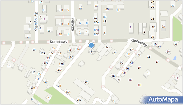 Mysiadło, Kuropatwy, 9, mapa Mysiadło