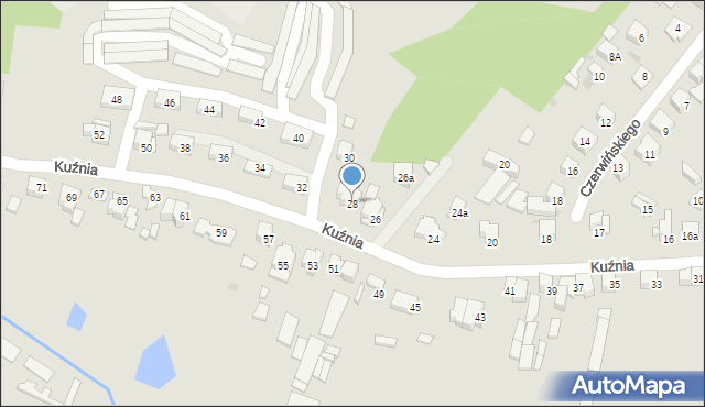 Ostrowiec Świętokrzyski, Kuźnia, 28, mapa Ostrowiec Świętokrzyski