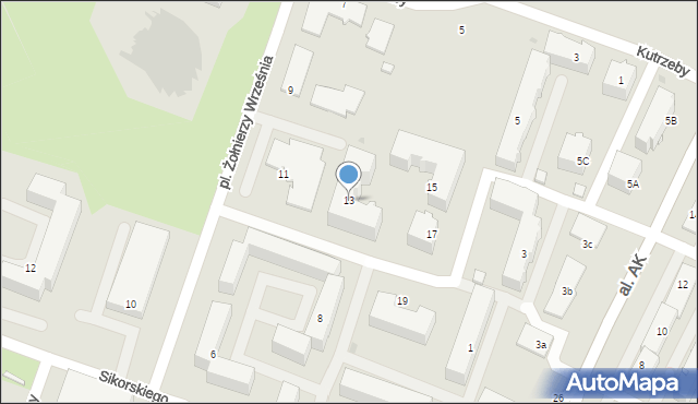 Płock, Kutrzeby Tadeusza, gen., 13, mapa Płock