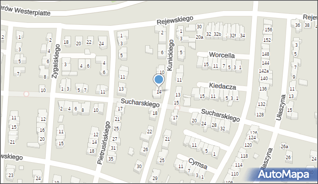 Poznań, Kunickiego Stanisława, 14, mapa Poznania