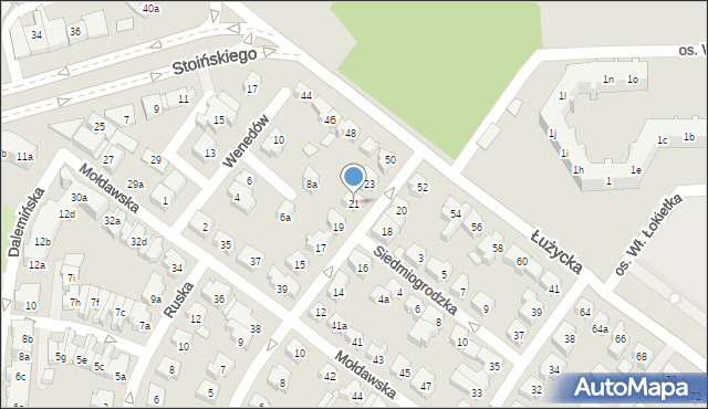 Poznań, Kupały, 21, mapa Poznania