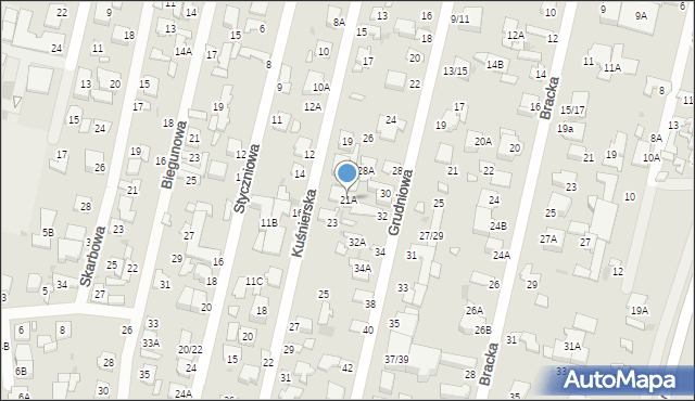 Radom, Kuśnierska, 21A, mapa Radomia