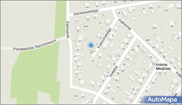 Radomsko, Kusocińskiego Janusza, 14, mapa Radomsko
