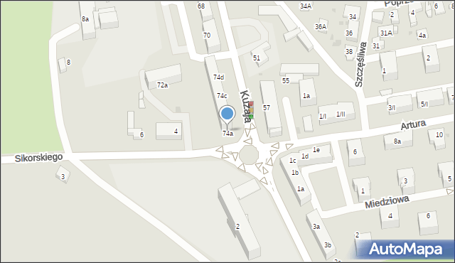 Radzionków, Kużaja Jana, 74a, mapa Radzionków