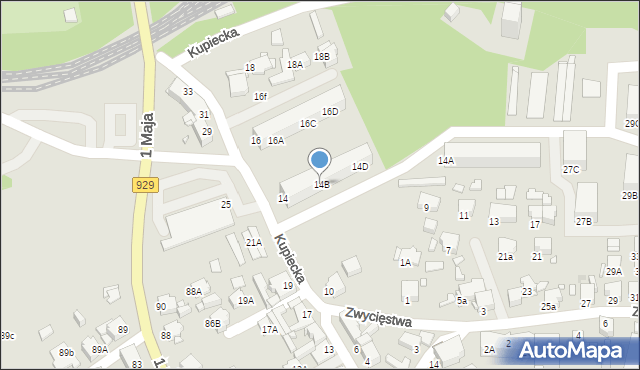 Rybnik, Kupiecka, 14B, mapa Rybnika