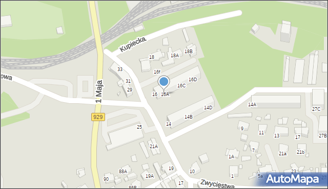 Rybnik, Kupiecka, 16A, mapa Rybnika